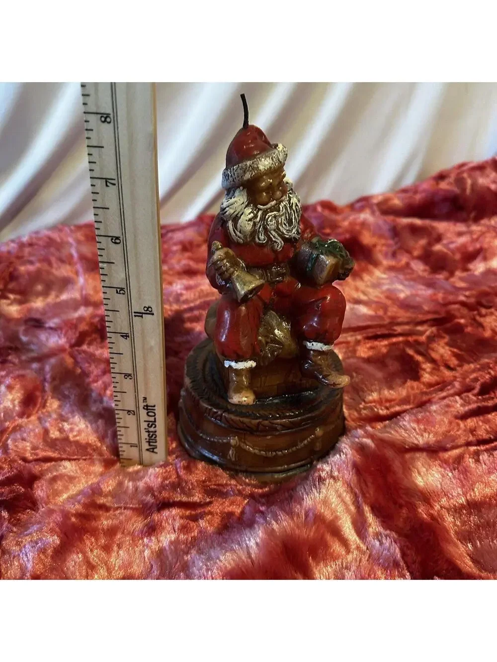 Vintage Hard Wax Santa Christmas Candle Decor  Kitsch
